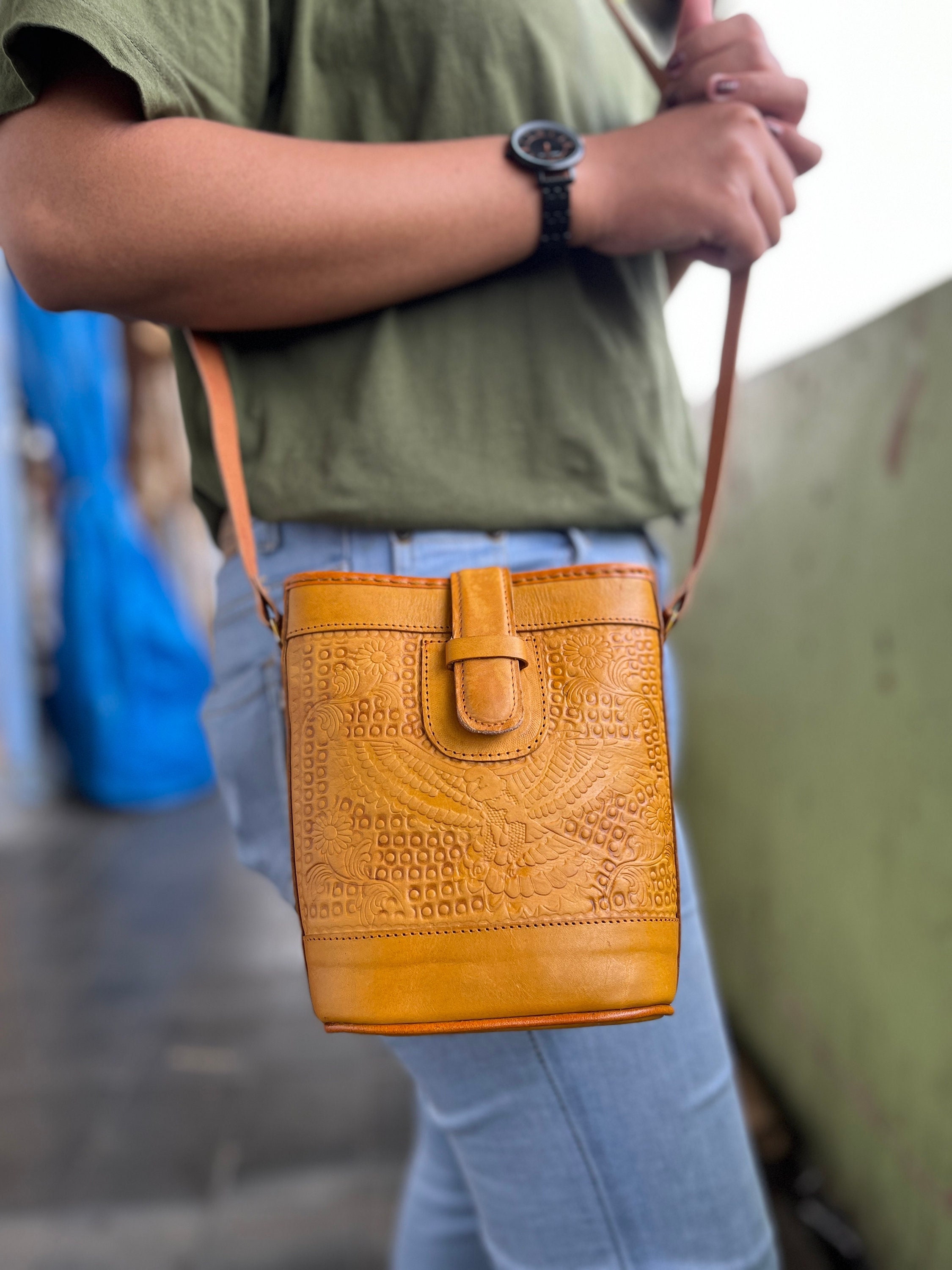 Small Leather Bag, Mini Bucket Bag, Woman Leather Bag