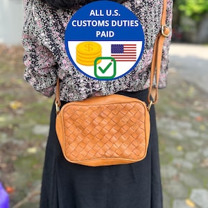 Geweven lederen crossbodytas: kleine schoudertas