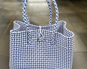 Plastic tote / Beach Bag Tote / reusable plastic grocery bag / mexican tote bag / mexican mesh bag / mesh beach bag / cute women bag