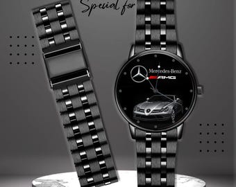 Reloj para hombre con temática automotriz de lujo: un elegante y moderno reloj analógico.