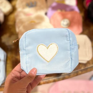 Personalized Mini Nylon Pouch Bag | Nylon Makeup Bags | Chenille patches | Personalized Cosmetic Bags