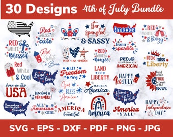 4 juli SVG-bundel: ontwerpen voor patriottische VS (digitale download)
