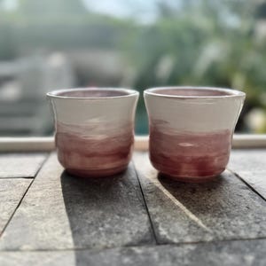 Handmade Porcelain Tumbler | White and Pink Glaze | Wheel-Thrown Ceramic Cup | 8 oz Pottery Drinkware | Tea, Whiskey, Wine