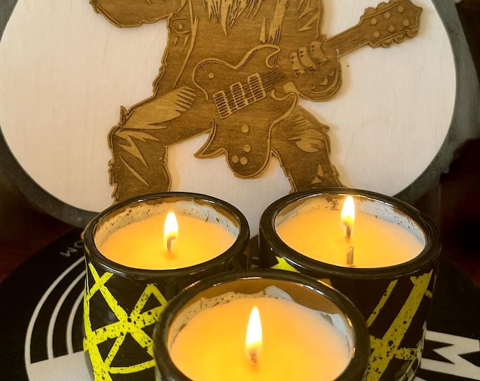 Featured listing image: EVH-Inspired Bumblebee Ceramic Candle | Handmade Pottery with Soy Wax