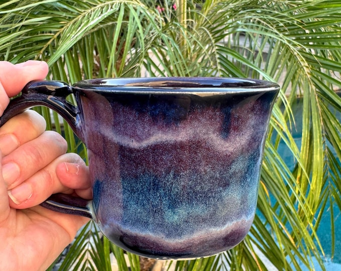 Featured listing image: Handmade Northern Lights Ceramic Mug: Wheel-Thrown Stoneware Pottery