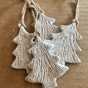 Handmade Ceramic Tree Ornament – Rustic Speckled Clay with White Wash Glaze, Minimalist Christmas Decoration