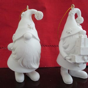 Set/2 Ready to Paint Pottery: Gnomes Bearings Gifts , Unpainted Christmas Gnomes, Craft Supply