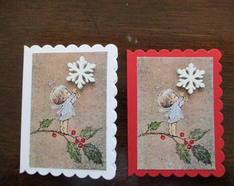 Juego de 8 etiquetas de regalo de ángel plegables hechas a mano / Decoraciones para paquetes navideños
