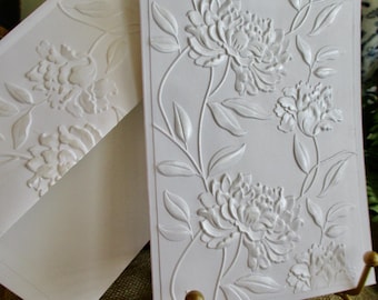 Juego de tarjetas de felicitación florales en relieve - Tamaño A2 - Acabado perlado o mate