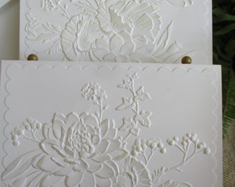 Tarjetas de notas con ramo de flores en relieve perlado o mate, en caja, juego de 8... (Grupo n.° 28)