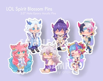 LOL | League of Legends Spirit Blossom Acrylic Pins | Sett Aphelios Ahri Yone Thresh Evelynn