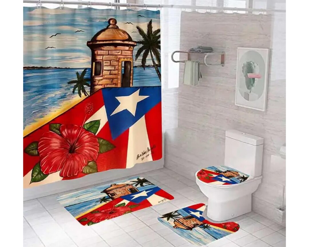 Puerto Rico Rug Puerto Rico, La Isla Del Encanto : Waterproof Curtain & Rugs - Etsy