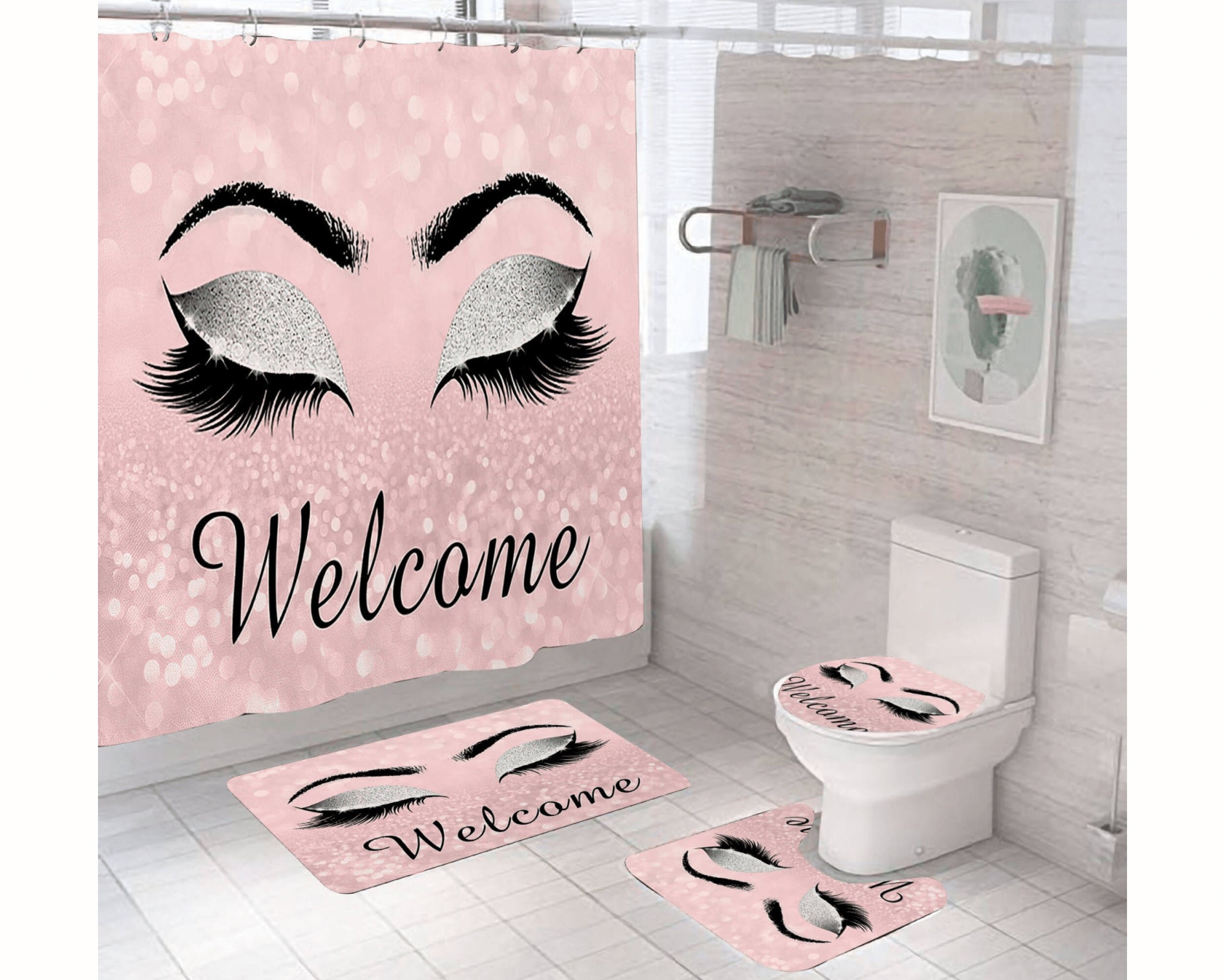 Gucci GC logo luxury bathroom set Italy beige shower curtain