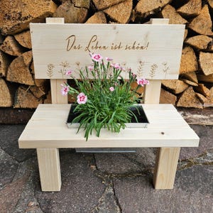 Blumenbank aus Holz mit Spruch- Blumentopf Holz - Fensterbrett  - Valentinstag, Muttertag Geschenk mit Gravur - kreativherz