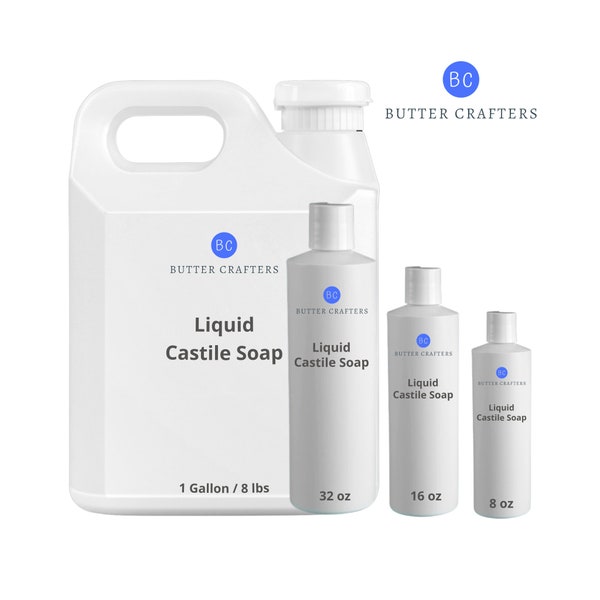 Liquid Castile Soap (Unscented) - 100% Pure Natural Organic Surfactant Free Body Wash, Cleaning, Laundry, Bulk Wholesale | ButterCrafters