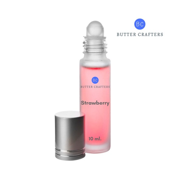 Strawberry Body Oil Roll-On 10 ml. | 100% Pure Fragrance Oil Perfume Uncut Long Lasting Roller Unisex Scent 1/3 oz. | ButterCrafters