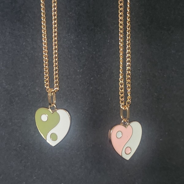Yin yang heart necklace Clearance