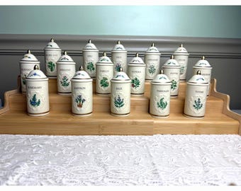Vintage 1992 Lenox Spice Garden Fine Porcelain Spice Jar Collection – Set of 16 w/ Lids