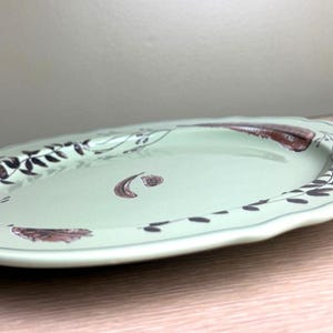 Anthropologie Elin Moss Stoneware Dinner Plate – Sage Green – 10” Botanical Design imagem 4