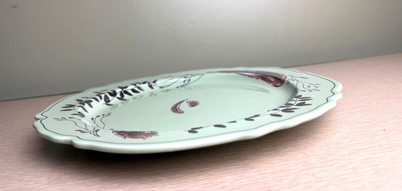 Anthropologie Elin Moss Stoneware Dinner Plate – Sage Green – 10” Botanical Design imagem 4