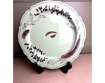 Anthropologie Elin Moss Stoneware Dinner Plate – Sage Green – 10” Botanical Design