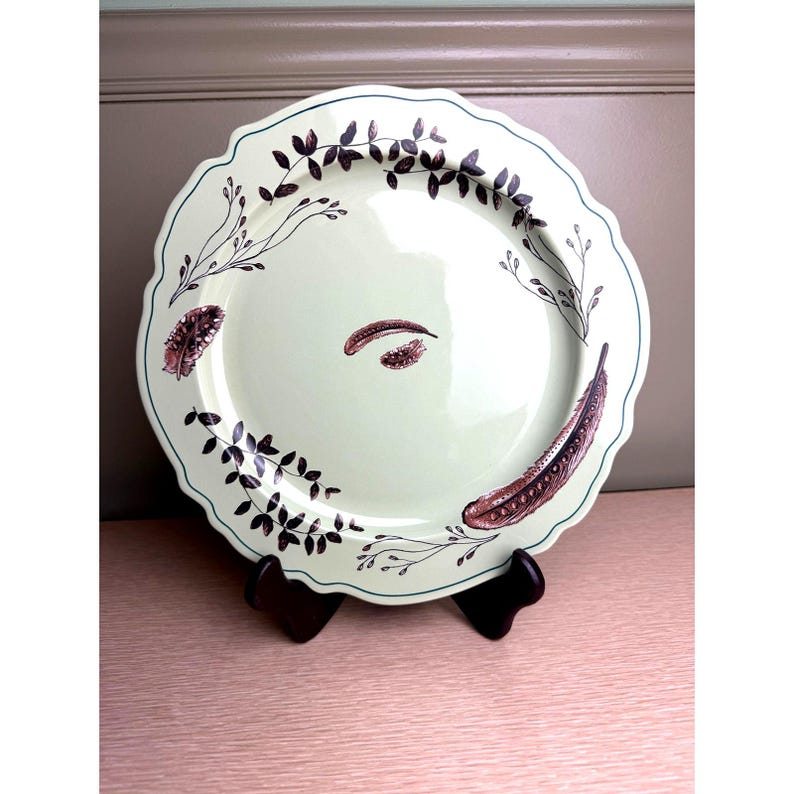 Anthropologie Elin Moss Stoneware Dinner Plate – Sage Green – 10” Botanical Design imagem 1