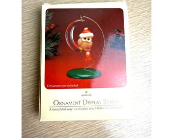 Vintage 1984 Hallmark Ornament Display Stand – Green Base – 4.5" Tall – Original Box