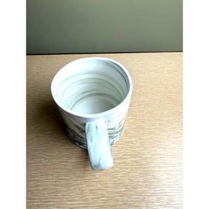 Anthropologie Marbled Monogram Mug – Letter T – Green & White Swirl Ceramic Coffee Cup image 6