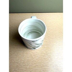 Anthropologie Marbled Monogram Mug – Letter T – Green & White Swirl Ceramic Coffee Cup image 2