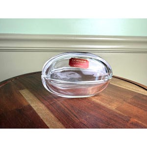 Vintage Gorham Full Lead Crystal Trinket Box West Germany Art Deco Oval Jewelry Box