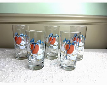 Set of 5 Vintage International Marmalade 12 oz Tumblers | Goose & Ribbon Drinking Glasses