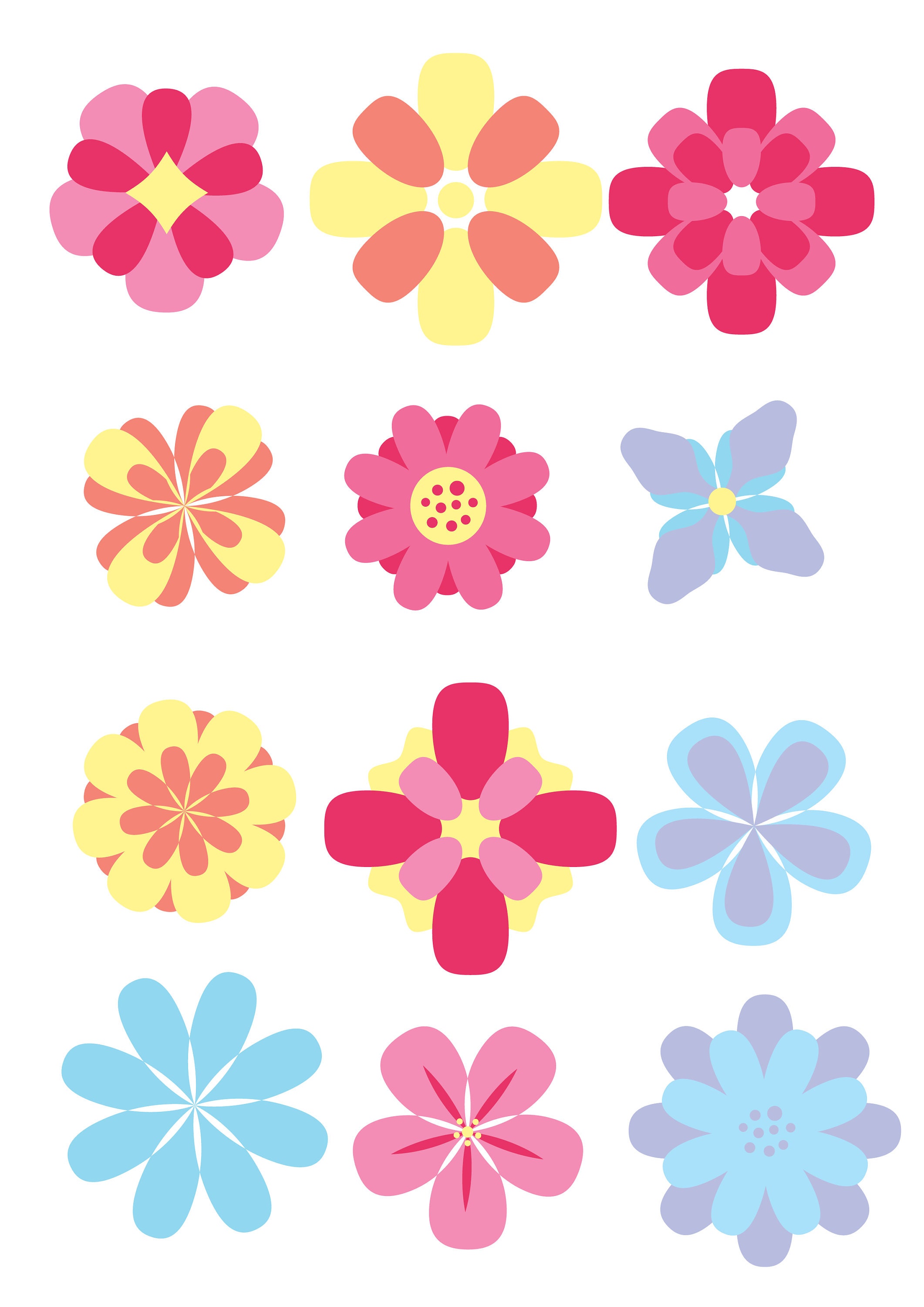 Flower SVG Bundle 100 Pcs, Flower Icon Svg, Flat Flowers Clipart Vector ...