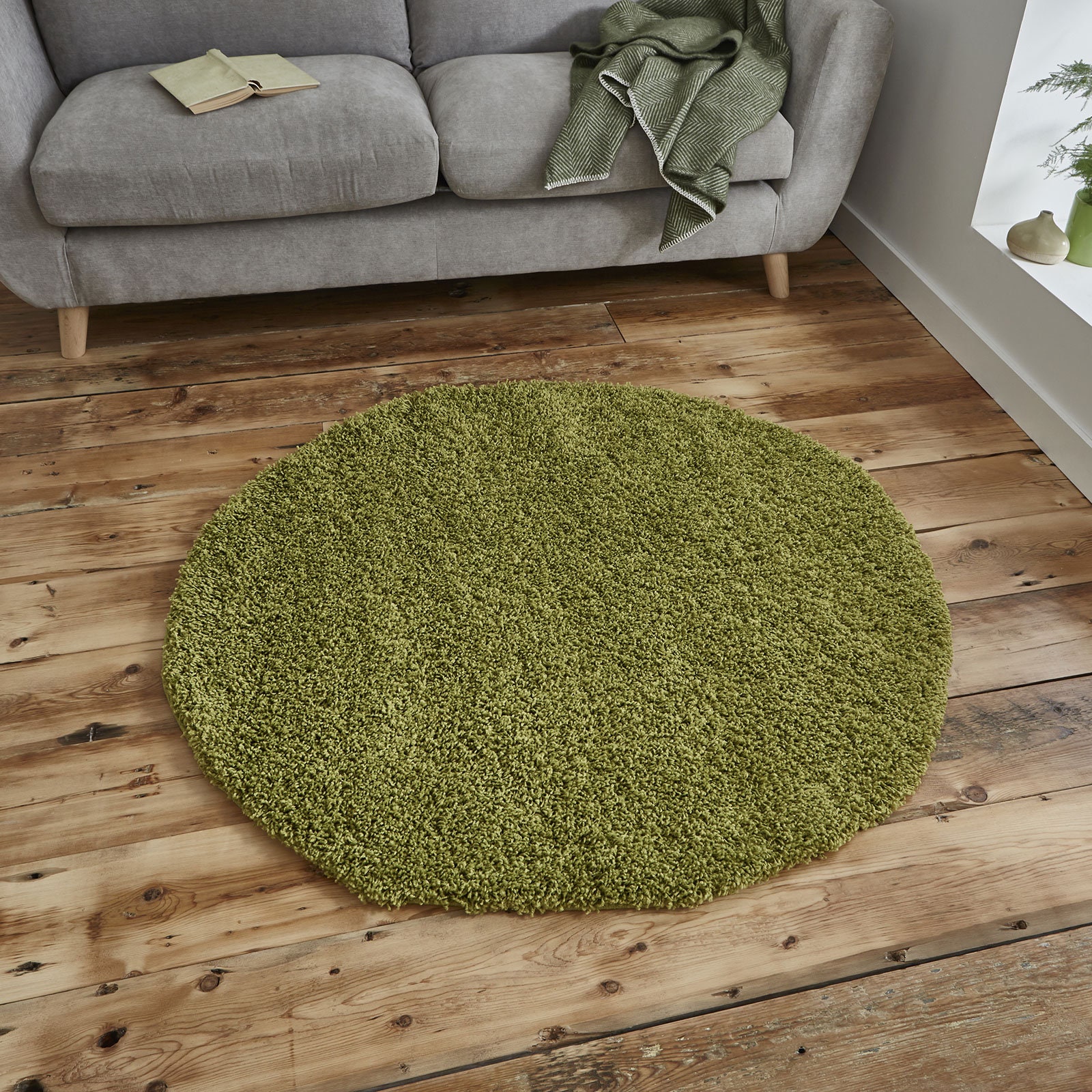 Think 2236 Green Shaggy Rug 5cm Thick Pile /living Room Etsy UK