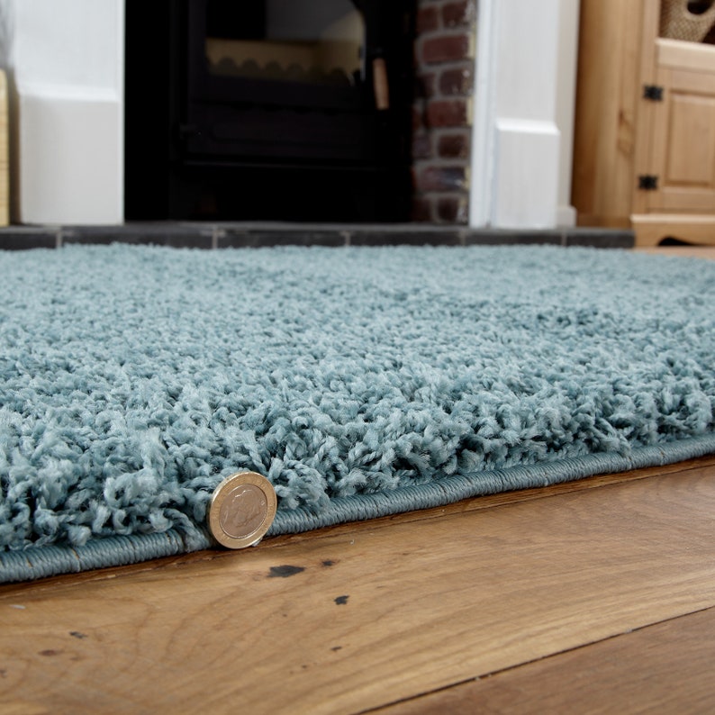Modern Duck Egg Blue Shaggy Rug Small to Large 5 Cm Thick Pile Etsy UK