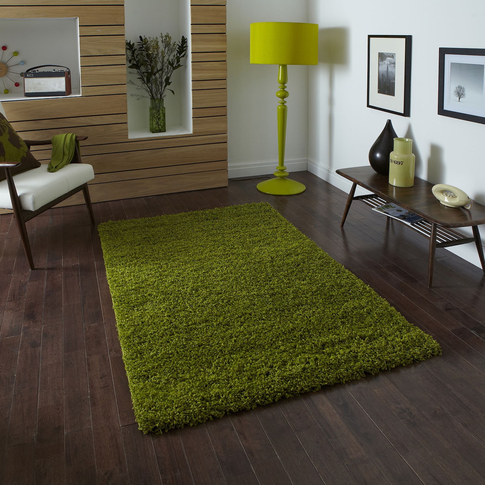 Think 2236 Green Shaggy Rug 5cm Thick Pile /living Room Etsy UK