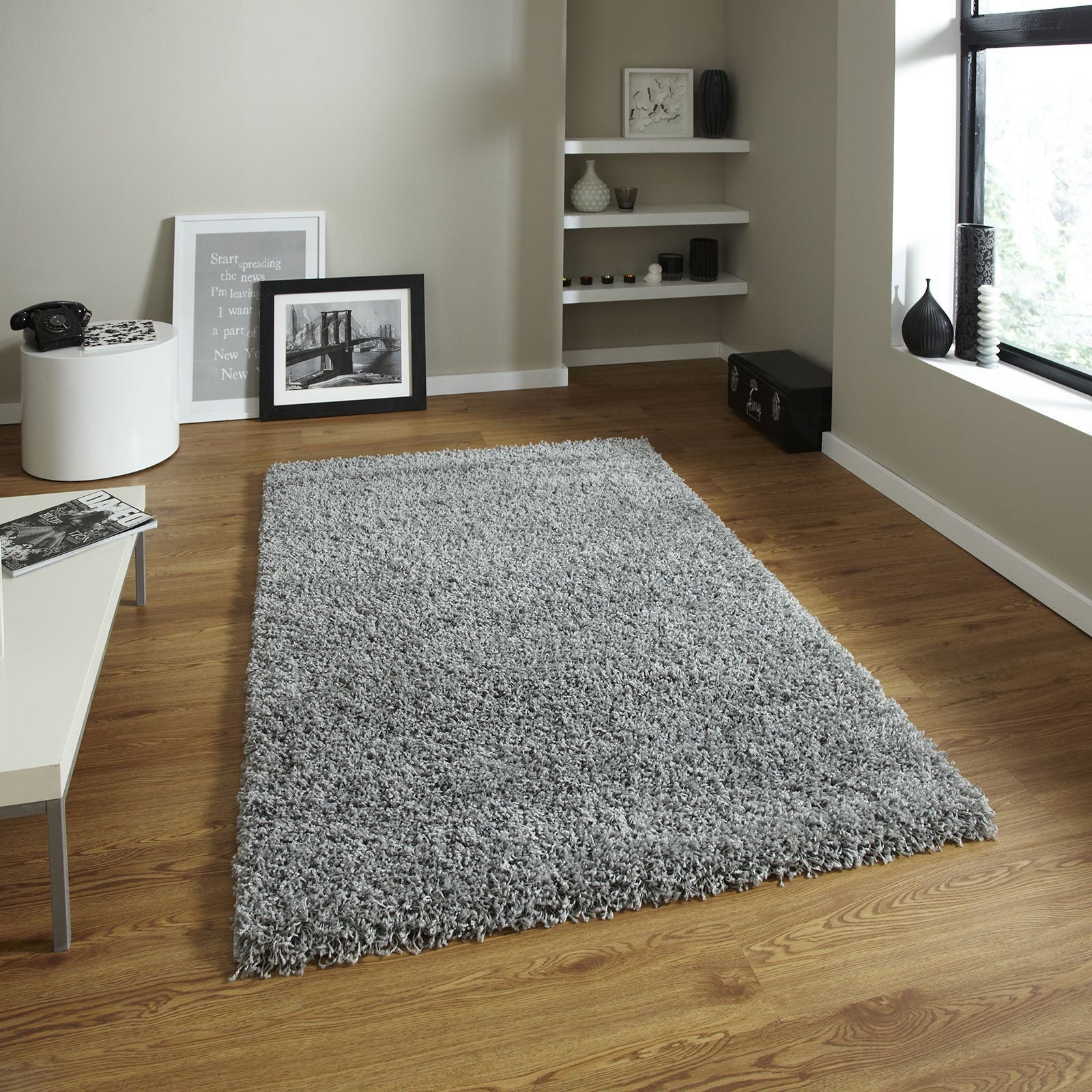 Think 2236 Grey Shaggy Rug 5cm Thick Pile /living Room Etsy UK