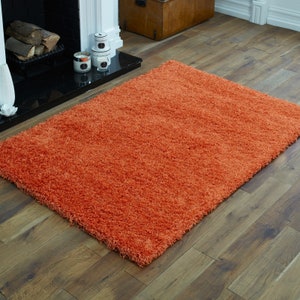 Modern Orange Shaggy Rug Small to Large 5 cm Thick Pile Rugs Living Room Bed Lounge Kids Playroom