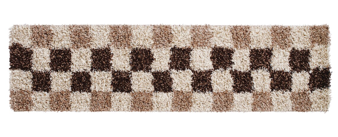 Think Check Beige Brown Shaggy Rug 5cm Thick pile /Living Room | Etsy