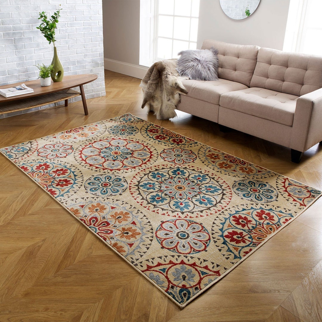 OW Traditional Rug in 5997Y Multicolour Rug for Living Room Hallway