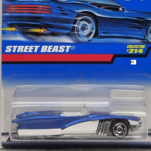 Hot Wheels Vintage Street Beast # 214 Namensänderung Auf 1998 Blue Car Karte, TriBlade Wheel Variation, 4 zur Auswahl, Mint auf Karte,