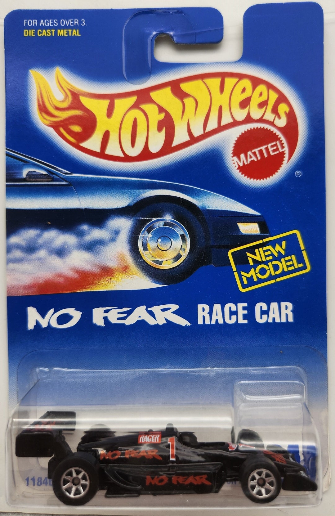 Hot Wheels Vintage No Fear Race Car #244, Black With Red & White