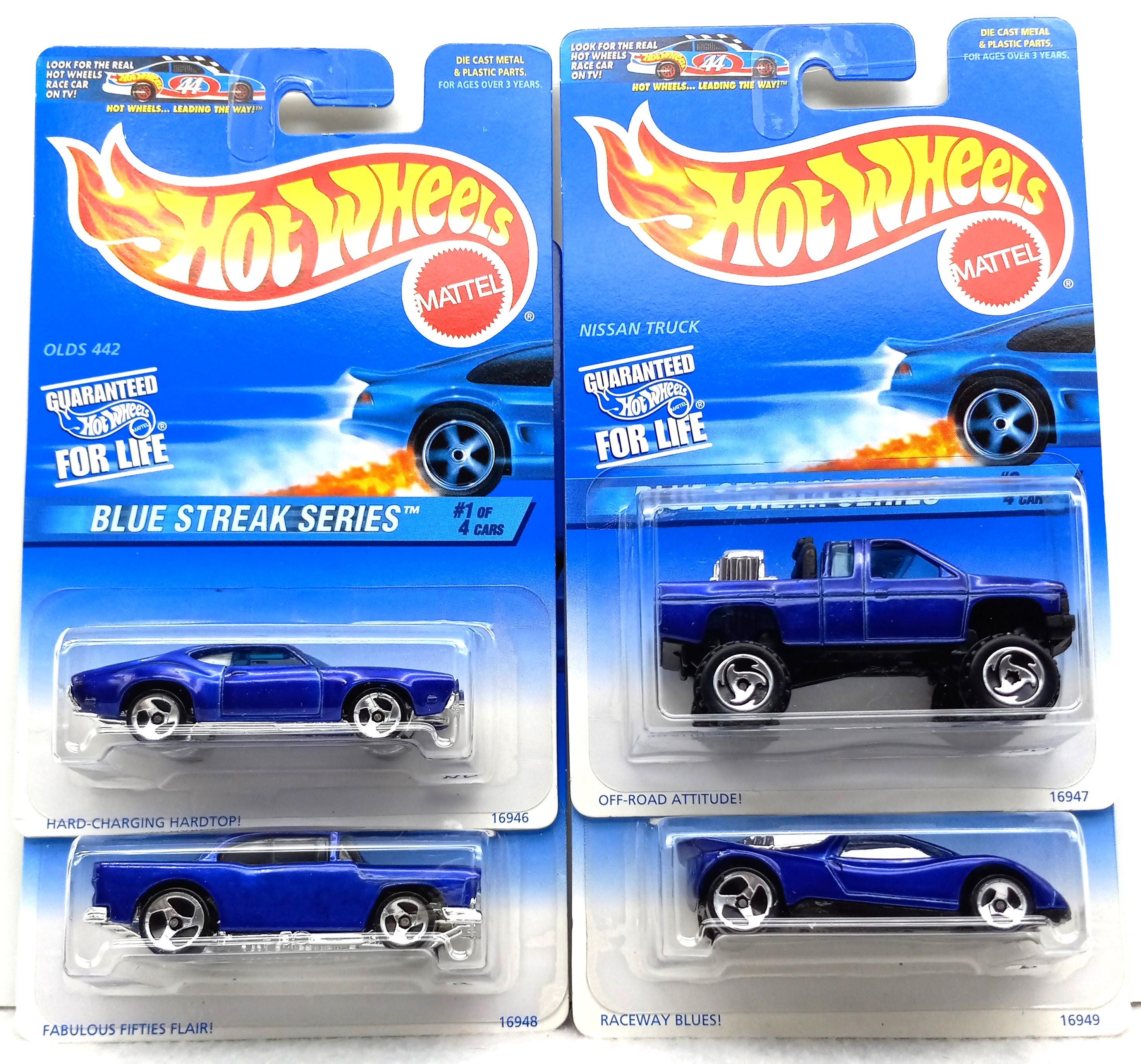 Vintage Hot Wheels 1997 Blue Streak Series, 55 Chevy, Olds 442
