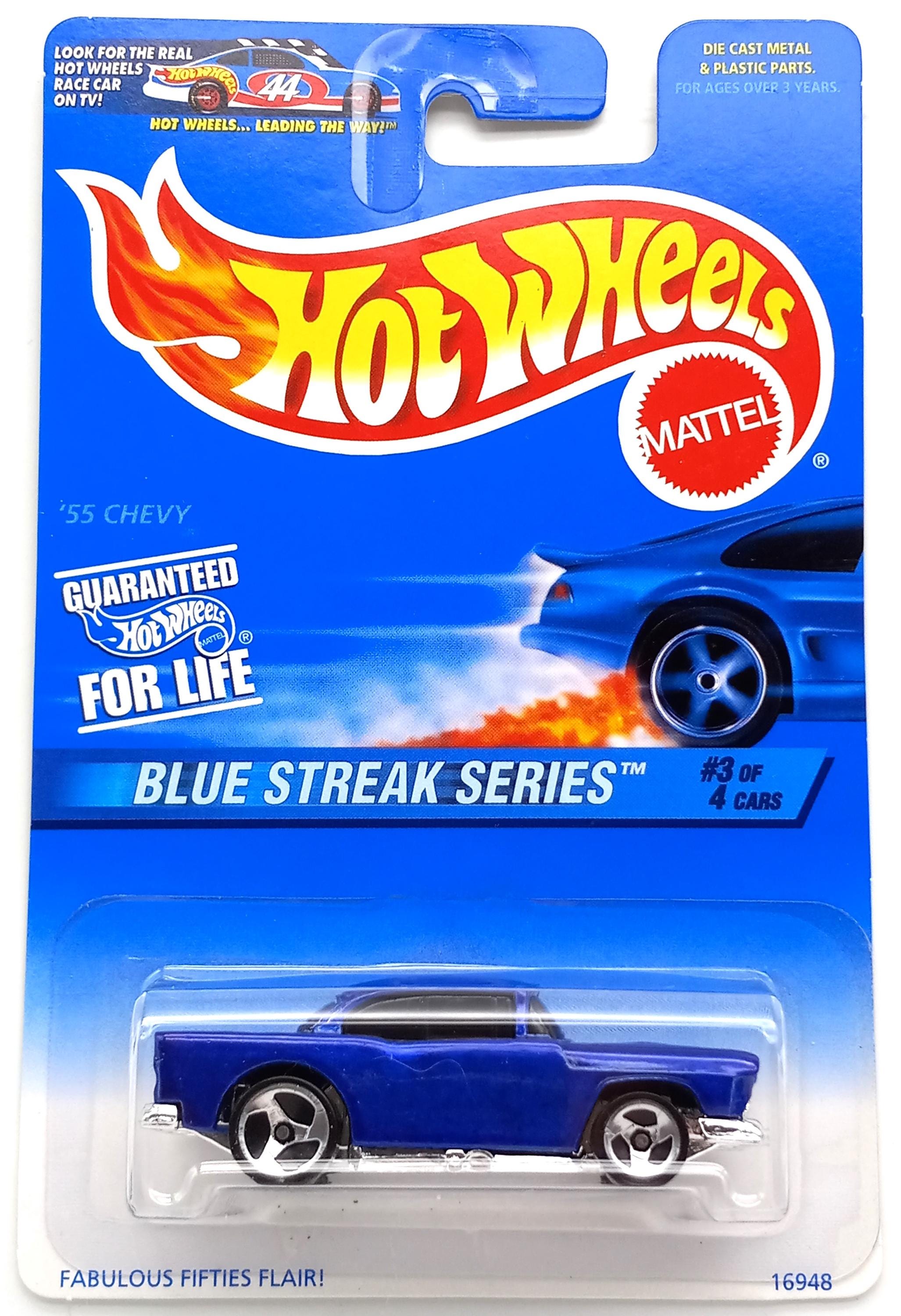 Vintage Hot Wheels 1997 Blue Streak Series, 55 Chevy, Olds 442