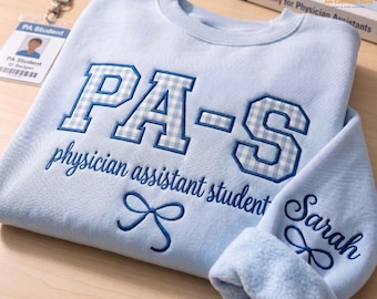 Embroidered Gingham Appliqué Physician Assistant Student Shirt, Clinical Students Crewneck, PA Graduation Gift For Medical Students