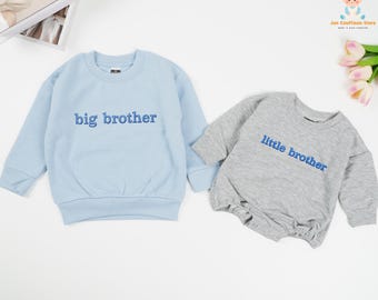 Embroidered Big Brother Little Brother Toddler Sweatshirt, Siblings Matching Outfit, Sibling Boys Matching Set, Gift For Brothers