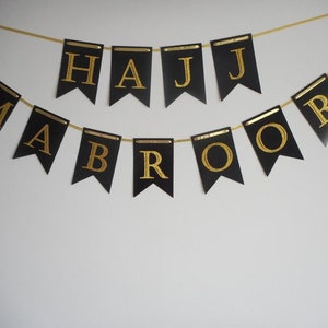 Black & Gold Hajj Mabroor Hajj Mubarak Paper Banner For Islamic Muslim Eid Mubarak Party Supplies Hajj Decorations.