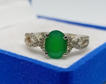 Natural Green Onyx Ring - Unique Silver Ring -  Onyx vintage Ring -  Green Onyx Jewelry - Faceted gift Ring - Valentine Rings for couples