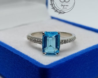 Blue Topaz Ring , Faceted Ring, blue topaz Jewellery , Rings for Women, Gift for Her , gifts for him, handmade jewellery , bridesmaid gifts.