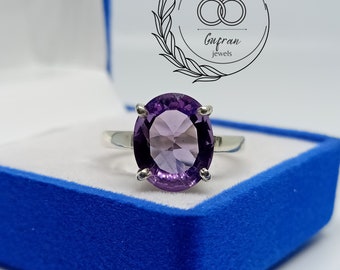 Amethyst ring , Vintage amethyst ring , Father's Day gift , Engagement Ring, February Birthstone Ring, Purple Amethyst Floral Art Deco ring.