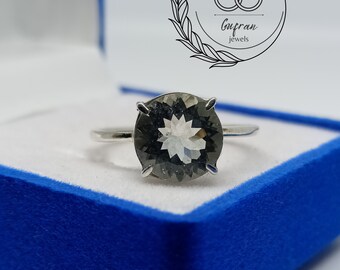Aquamarine Ring, Vintage Aquamarine, Round Ring, unique aquamarine Ring, Engagement Ring, March Birthstone, Ring for gifts , Solitaire Ring,